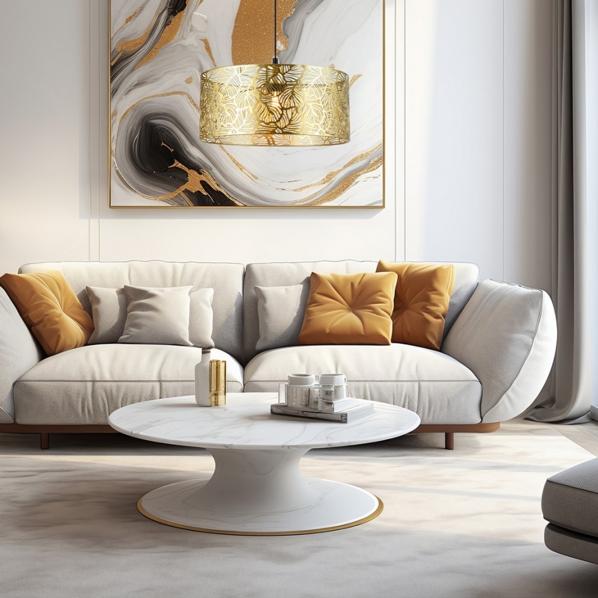 Ljuskrona med textilsladd BLOMSTRA 1xE27/15W/230V guld