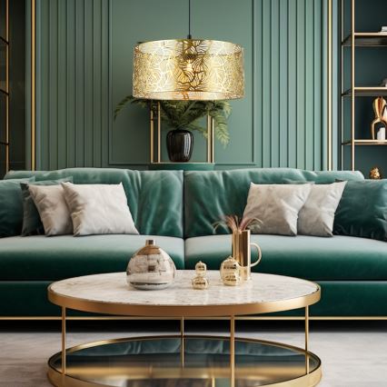 Ljuskrona med textilsladd BLOMSTRA 1xE27/15W/230V guld