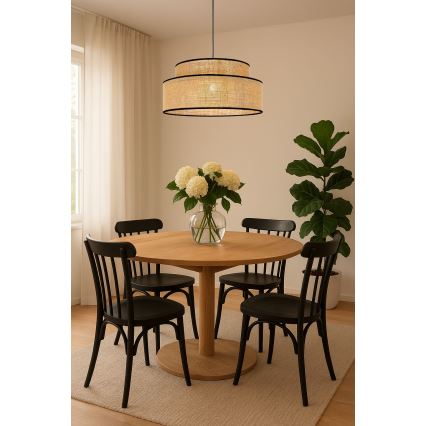 Ljuskrona med textilsladd BOHO 1xE27/60W/230V diameter 40 cm beige