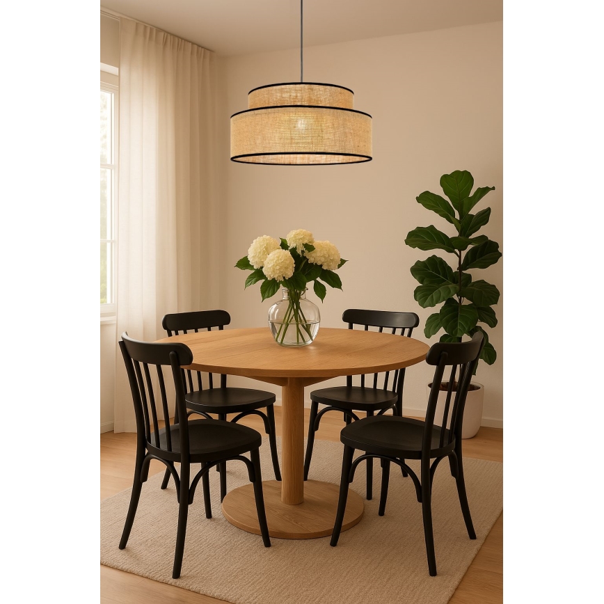 Ljuskrona med textilsladd BOHO 1xE27/60W/230V diameter 40 cm beige