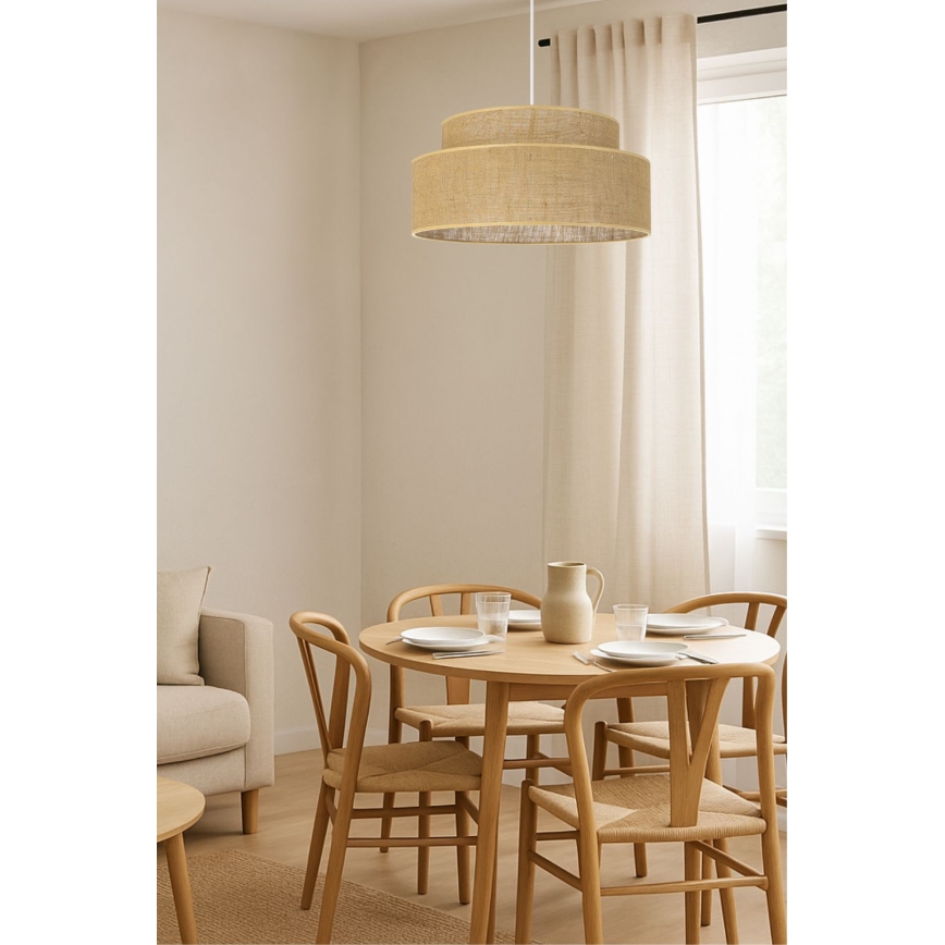 Ljuskrona med textilsladd BOHO 1xE27/60W/230V diameter 40 cm beige