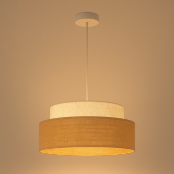 Ljuskrona med textilsladd BOHO 1xE27/60W/230V diameter 40 cm grädde/beige