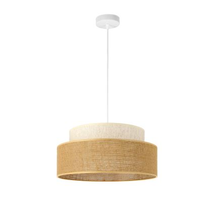 Ljuskrona med textilsladd BOHO 1xE27/60W/230V diameter 40 cm grädde/beige