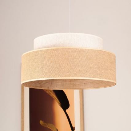 Ljuskrona med textilsladd BOHO 1xE27/60W/230V diameter 40 cm grädde/beige