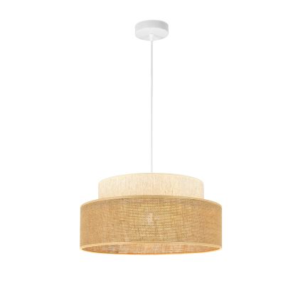 Ljuskrona med textilsladd BOHO 1xE27/60W/230V diameter 40 cm grädde/beige