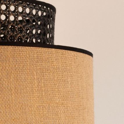 Ljuskrona med textilsladd BOHO 1xE27/60W/230V diameter 40 cm svart/rotting