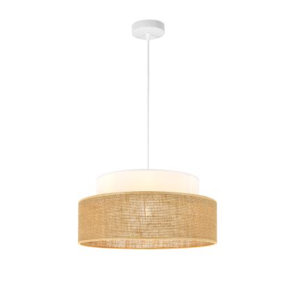 Ljuskrona med textilsladd BOHO 1xE27/60W/230V diameter 40 cm vit/beige