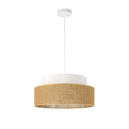 Ljuskrona med textilsladd BOHO 1xE27/60W/230V diameter 40 cm vit/beige