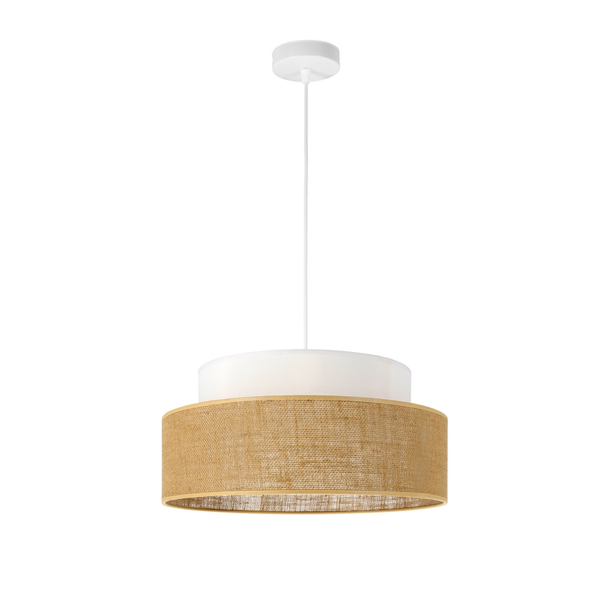Ljuskrona med textilsladd BOHO 1xE27/60W/230V diameter 40 cm vit/beige