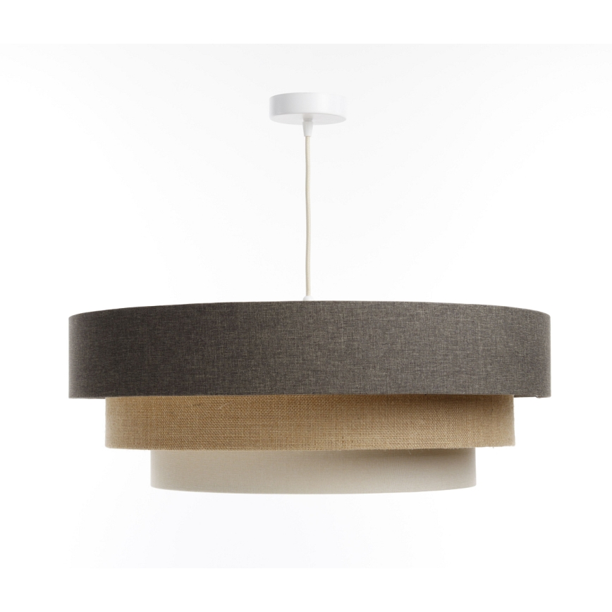 Ljuskrona med textilsladd BOHO TRINITI 1xE27/60W/230V grå/beige/grädde