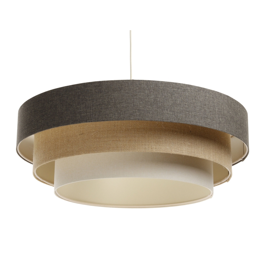 Ljuskrona med textilsladd BOHO TRINITI 1xE27/60W/230V grå/beige/grädde