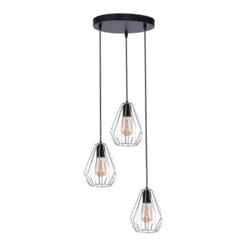 Ljuskrona med textilsladd BRYLANT 3xE27/60W/230V diameter 47 cm