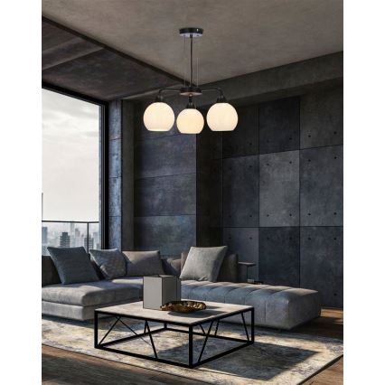 Ljuskrona med textilsladd CALDERA 3xE27/60W/230V svart