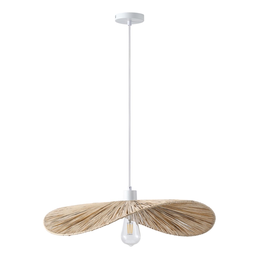 Ljuskrona med textilsladd CALYPSO 1xE27/15W/230V diameter 55 cm bambu