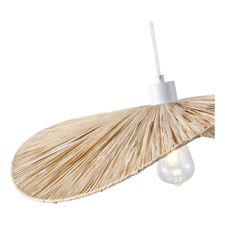 Ljuskrona med textilsladd CALYPSO 1xE27/15W/230V diameter 55 cm bambu