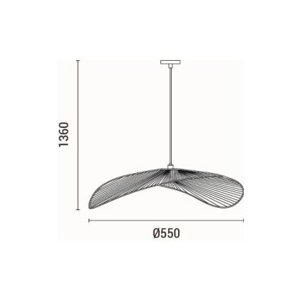 Ljuskrona med textilsladd CALYPSO 1xE27/15W/230V diameter 55 cm bambu