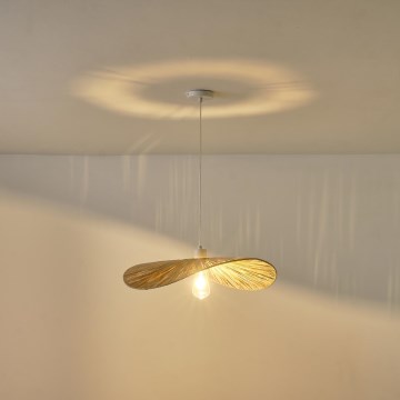 Ljuskrona med textilsladd CALYPSO 1xE27/15W/230V diameter 55 cm bambu