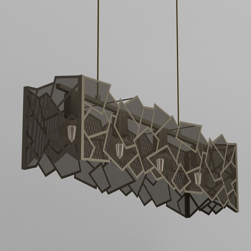 Ljuskrona med textilsladd CAMO 4xE27/15W/230V guld