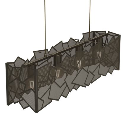 Ljuskrona med textilsladd CAMO 4xE27/15W/230V guld