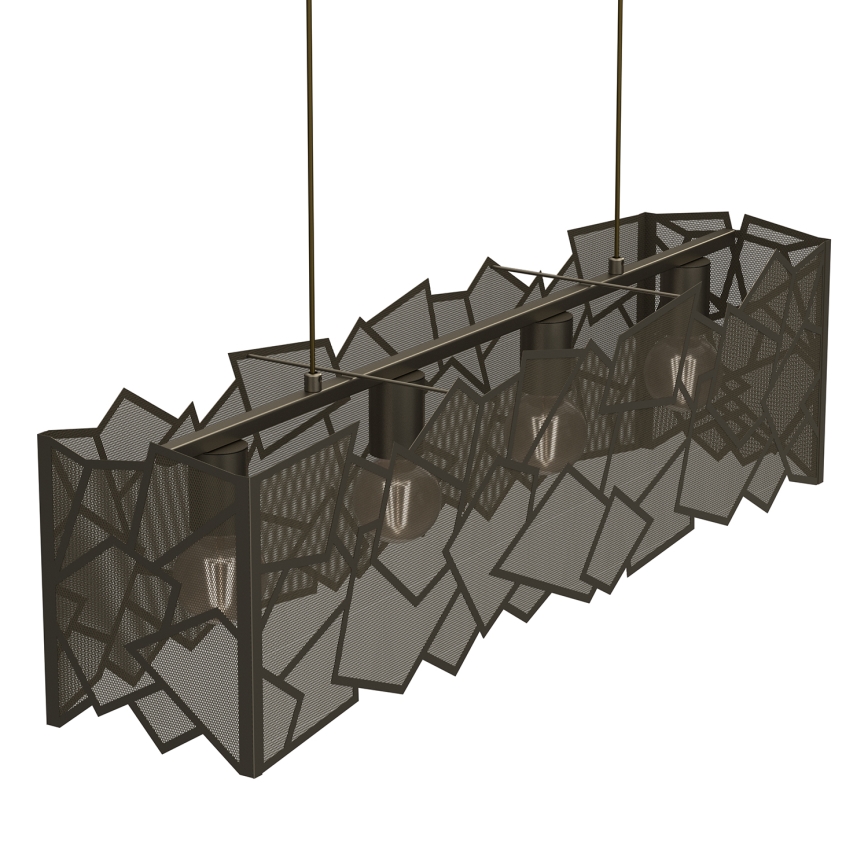 Ljuskrona med textilsladd CAMO 4xE27/15W/230V guld