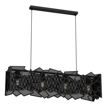 Ljuskrona med textilsladd CAMO 4xE27/15W/230V svart