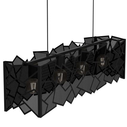 Ljuskrona med textilsladd CAMO 4xE27/15W/230V svart