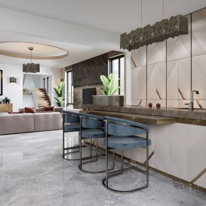 Ljuskrona med textilsladd CAMO 5xE27/15W/230V guld