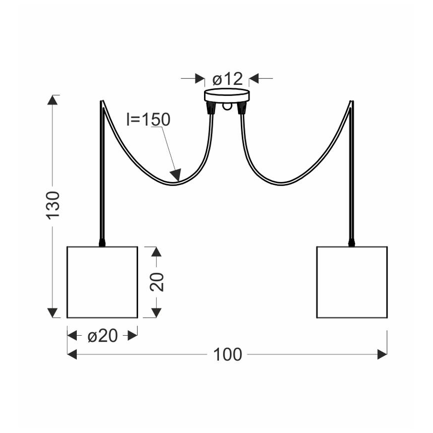 Ljuskrona med textilsladd CANDIDA 2xE27/40W/230V spindel svart/koppar