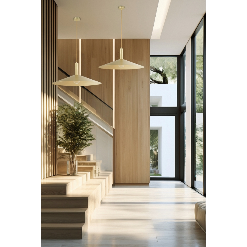 Ljuskrona med textilsladd CAPRI 1xE27/15W/230V diameter 50 cm guld