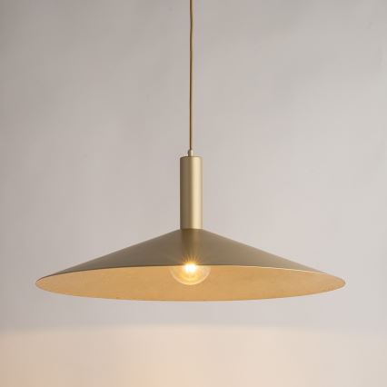 Ljuskrona med textilsladd CAPRI 1xE27/15W/230V diameter 70 cm guld