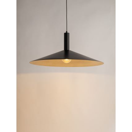 Ljuskrona med textilsladd CAPRI 1xE27/15W/230V diameter 70 cm svart/guld