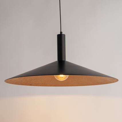 Ljuskrona med textilsladd CAPRI 1xE27/15W/230V diameter 70 cm svart/koppar