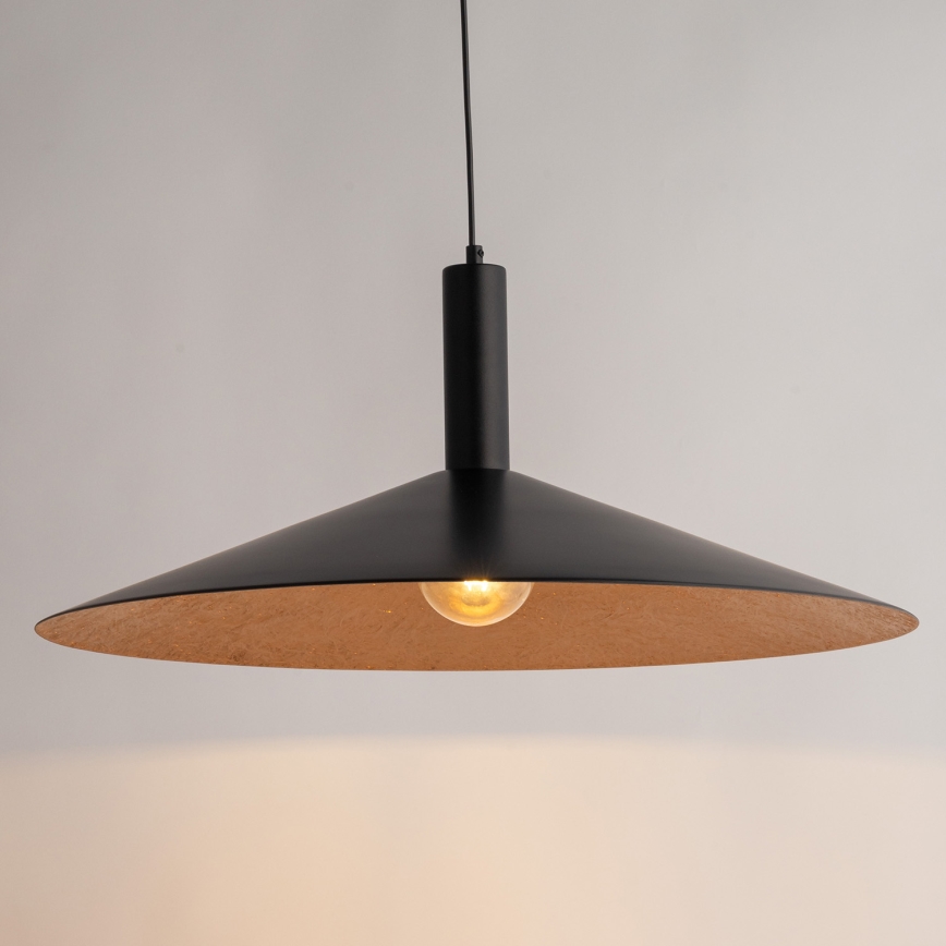 Ljuskrona med textilsladd CAPRI 1xE27/15W/230V diameter 70 cm svart/koppar