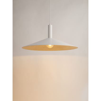 Ljuskrona med textilsladd CAPRI 1xE27/15W/230V diameter 70 cm vit/guld