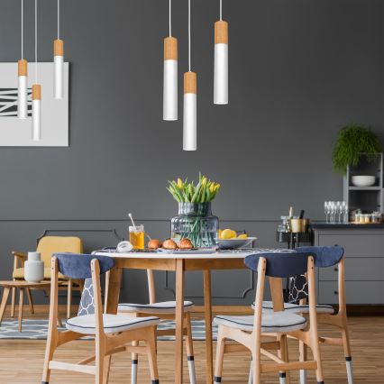 Ljuskrona med textilsladd CASSA 3xGU10/8W/230V vit