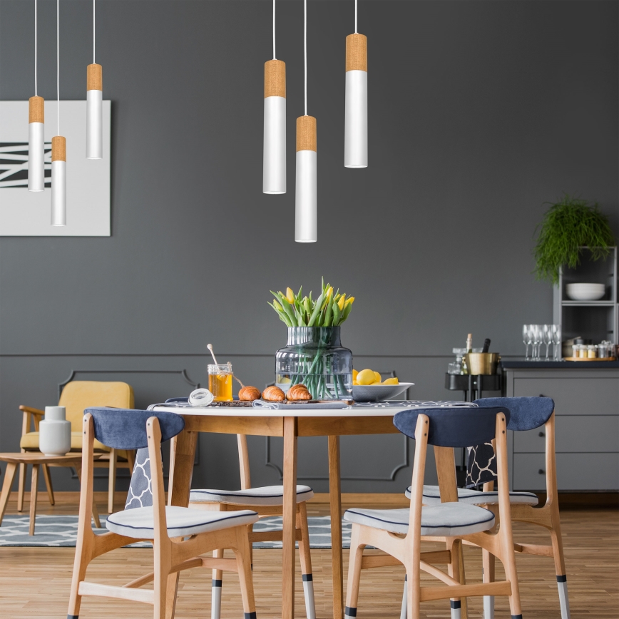 Ljuskrona med textilsladd CASSA 3xGU10/8W/230V vit