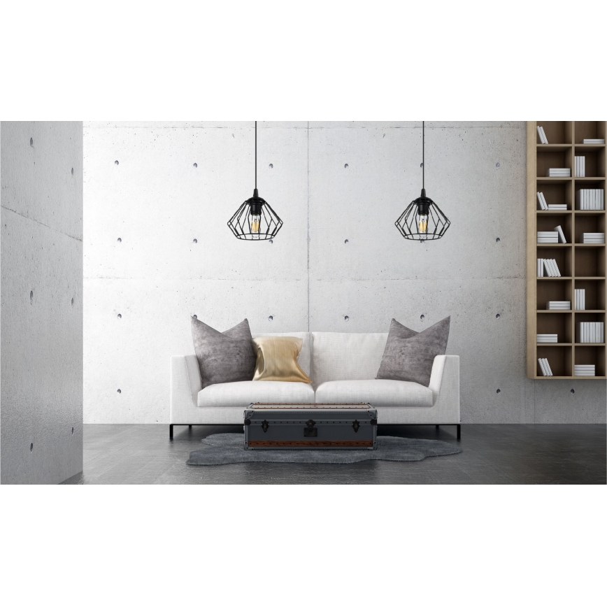 Ljuskrona med textilsladd CEED 1xE27/60W/230V svart