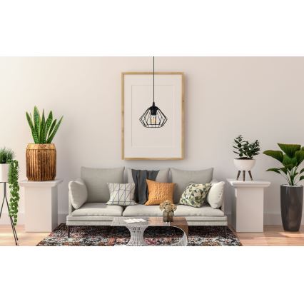 Ljuskrona med textilsladd CEED 1xE27/60W/230V svart