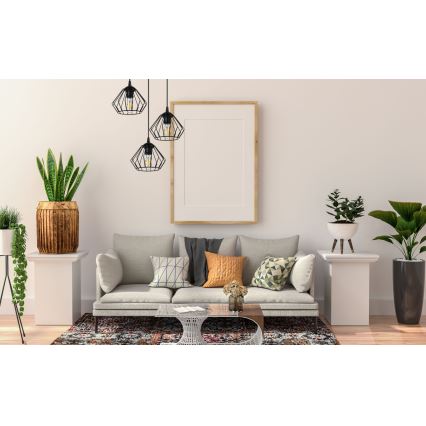 Ljuskrona med textilsladd CEED 3xE27/60W/230V svart