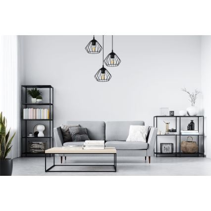 Ljuskrona med textilsladd CEED 3xE27/60W/230V svart