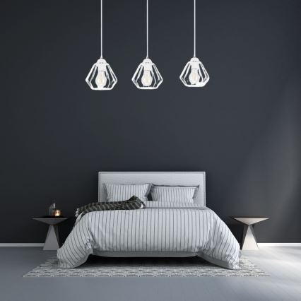 Ljuskrona med textilsladd CEED 3xE27/60W/230V vit