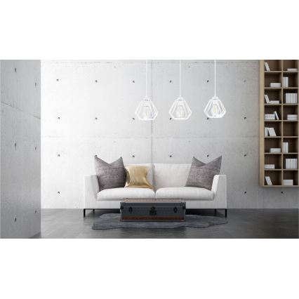 Ljuskrona med textilsladd CEED 3xE27/60W/230V vit