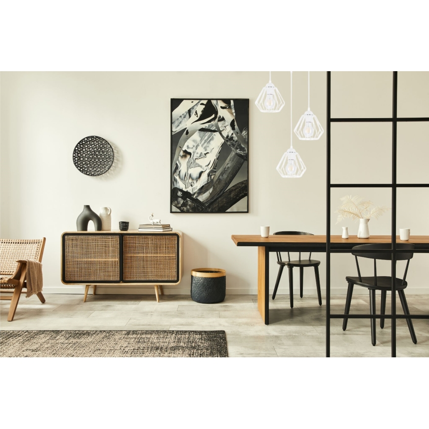 Ljuskrona med textilsladd CEED 3xE27/60W/230V vit