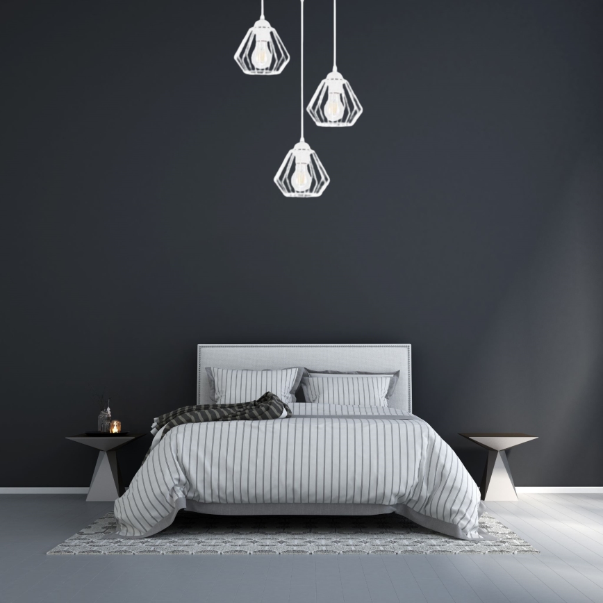 Ljuskrona med textilsladd CEED 3xE27/60W/230V vit