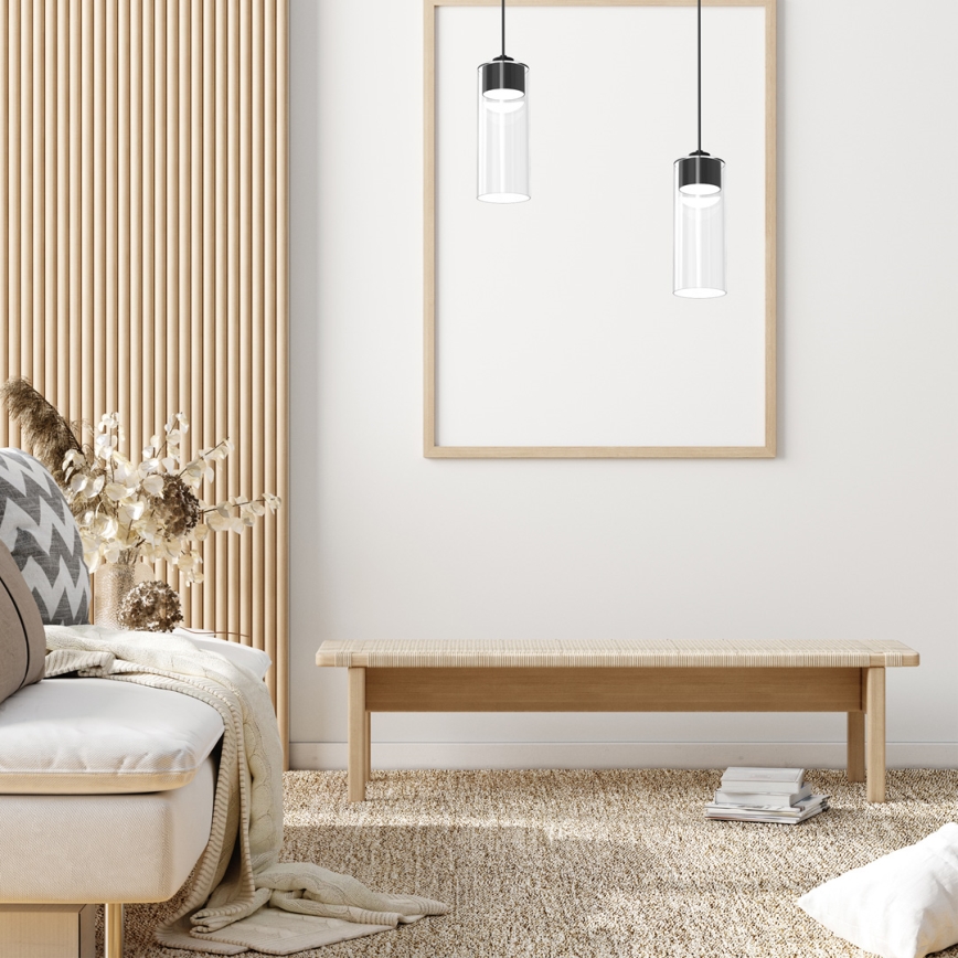 Ljuskrona med textilsladd CLARISSA 1xGX53/12W/230V svart