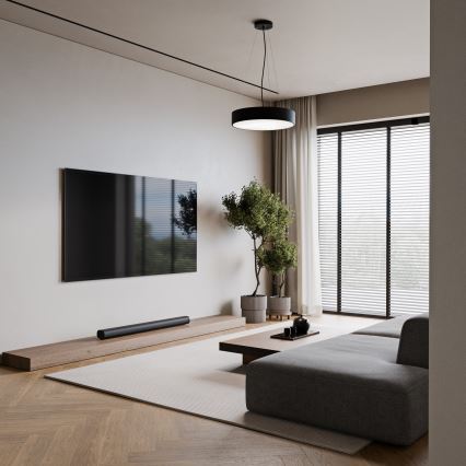 Ljuskrona med textilsladd CLEO 3xE27/24W/230V diameter 40 cm svart