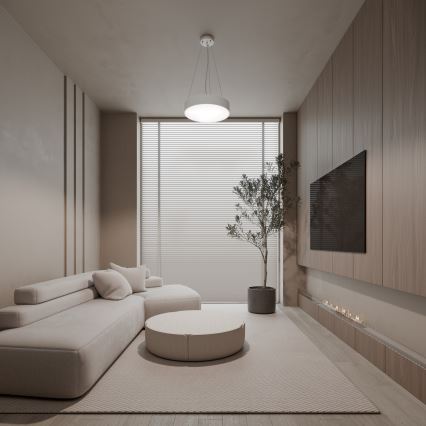 Ljuskrona med textilsladd CLEO 3xE27/24W/230V diameter 40 cm vit