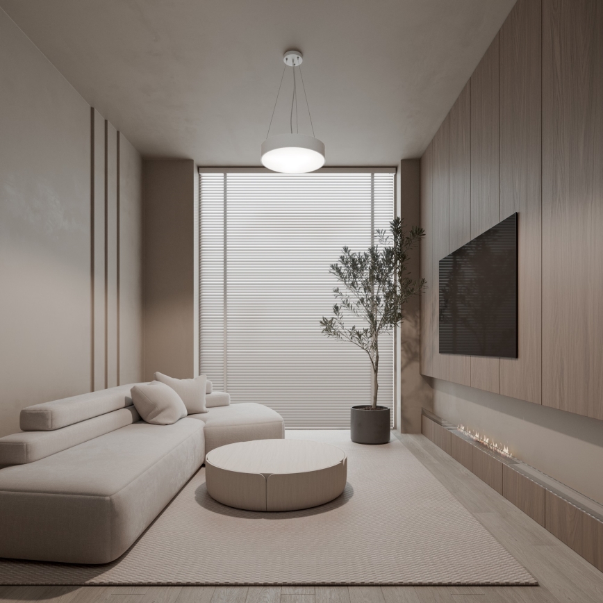 Ljuskrona med textilsladd CLEO 3xE27/24W/230V diameter 40 cm vit