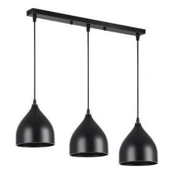 Ljuskrona med textilsladd COMO 3xE27/60W/230V svart