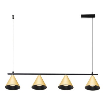 Ljuskrona med textilsladd CONE 4xGU10/10W/230V guld/svart